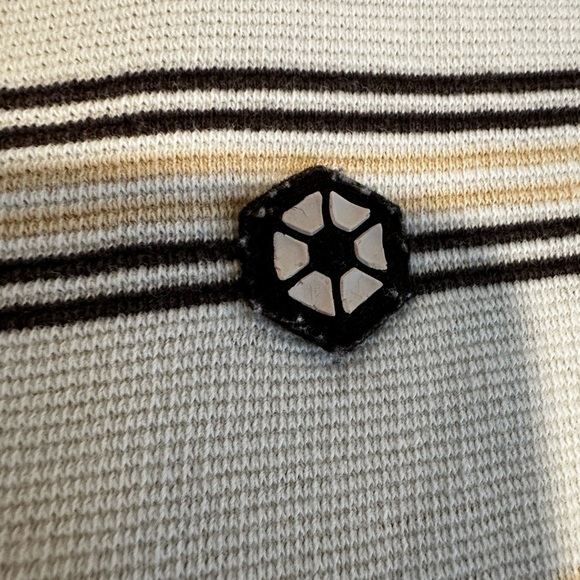 Vintage 90s Y2K South Pole Sz: 3XL Tan & Dark Brown Striped Short Sleeve Polo. - Picture 8 of 16